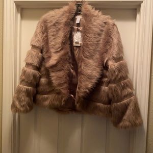 Brand New Fur Blend Burlywood Chicos Coat